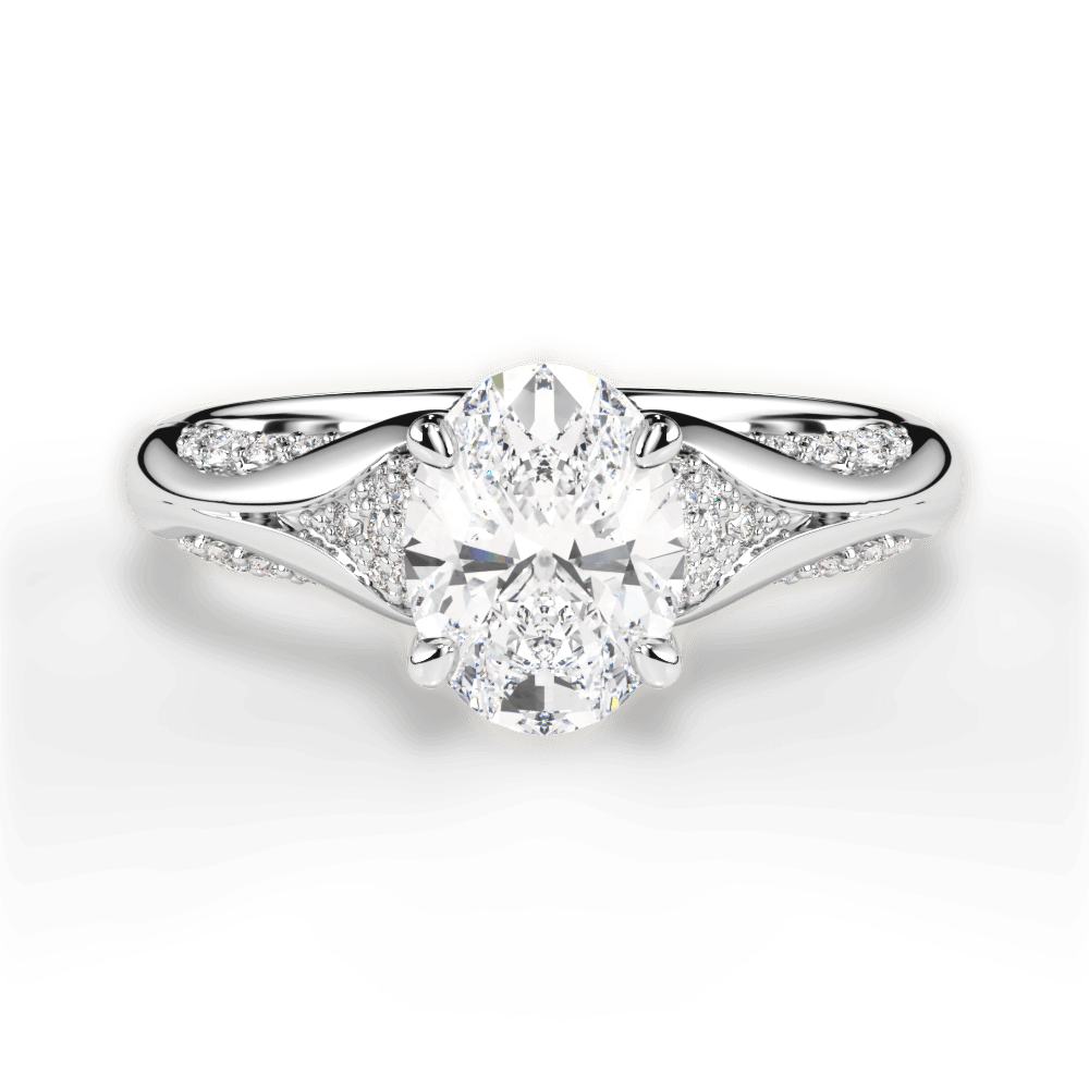 Isabel Oval Cut Lab Grown Diamond 14Kt White Gold Engagement Ring
