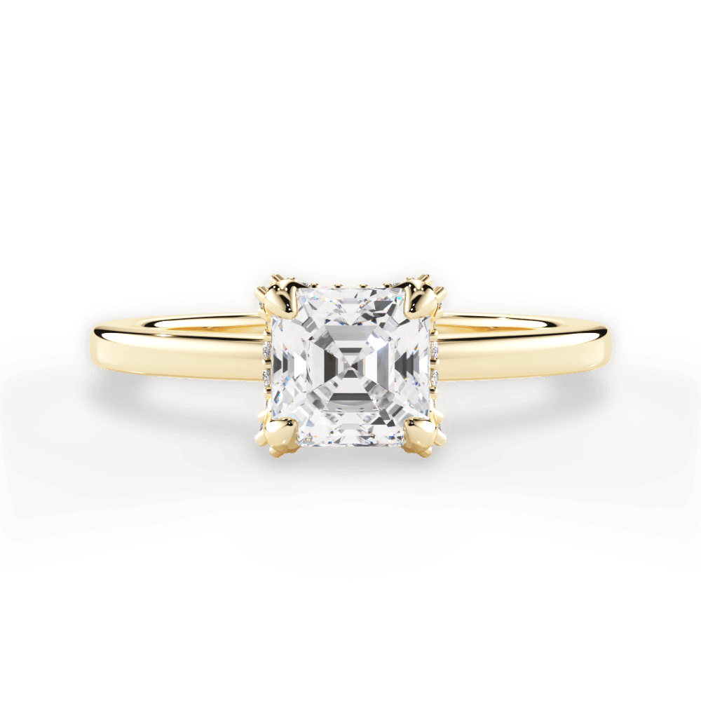 Gemma Asscher Cut Lab Grown Diamond 18Kt Yellow Gold Engagement Ring