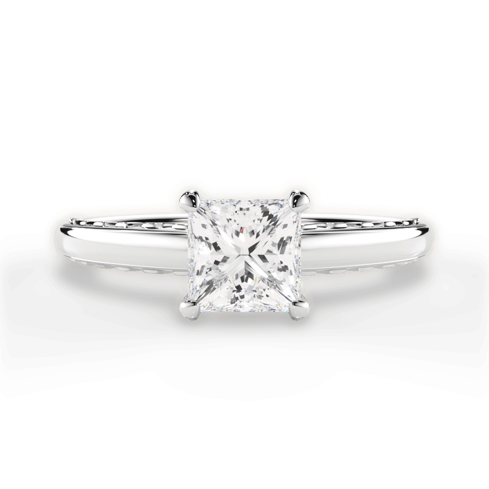Annette Princess Cut Lab Grown Diamond 14Kt White Gold Engagement Ring