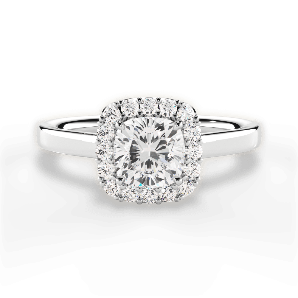 Fiona Cushion Cut Lab Grown Diamond 14Kt White Gold Engagement Ring