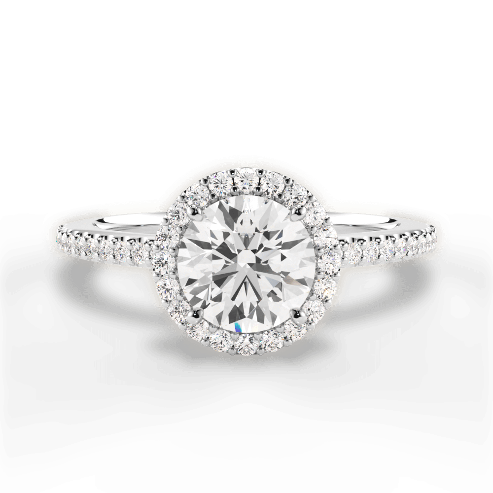 Joanne Round Cut Lab Grown Diamond 14Kt White Gold Engagement Ring