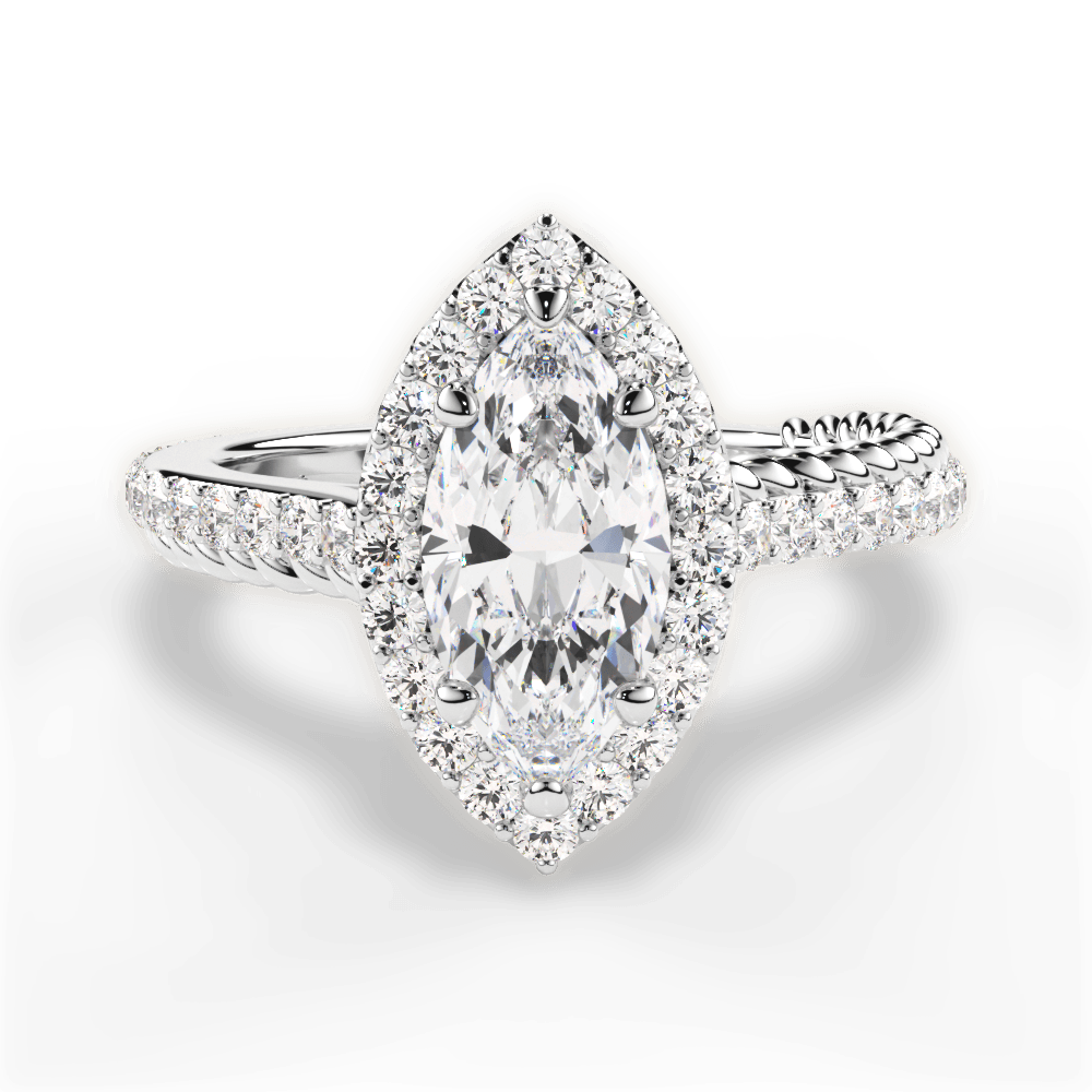 Kim Marquise Cut Lab Grown Diamond 14Kt White Gold Engagement Ring