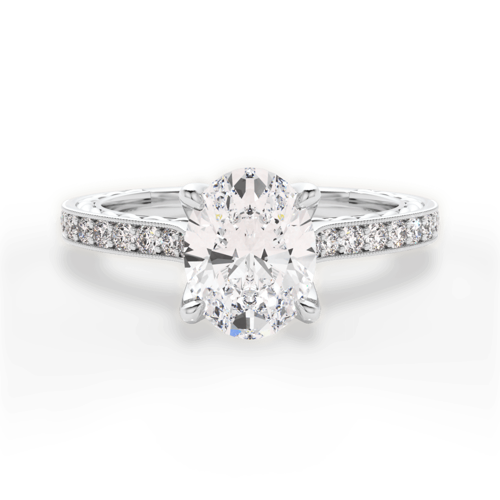 Gilda Oval Cut Lab Grown Diamond 14Kt White Gold Engagement Ring