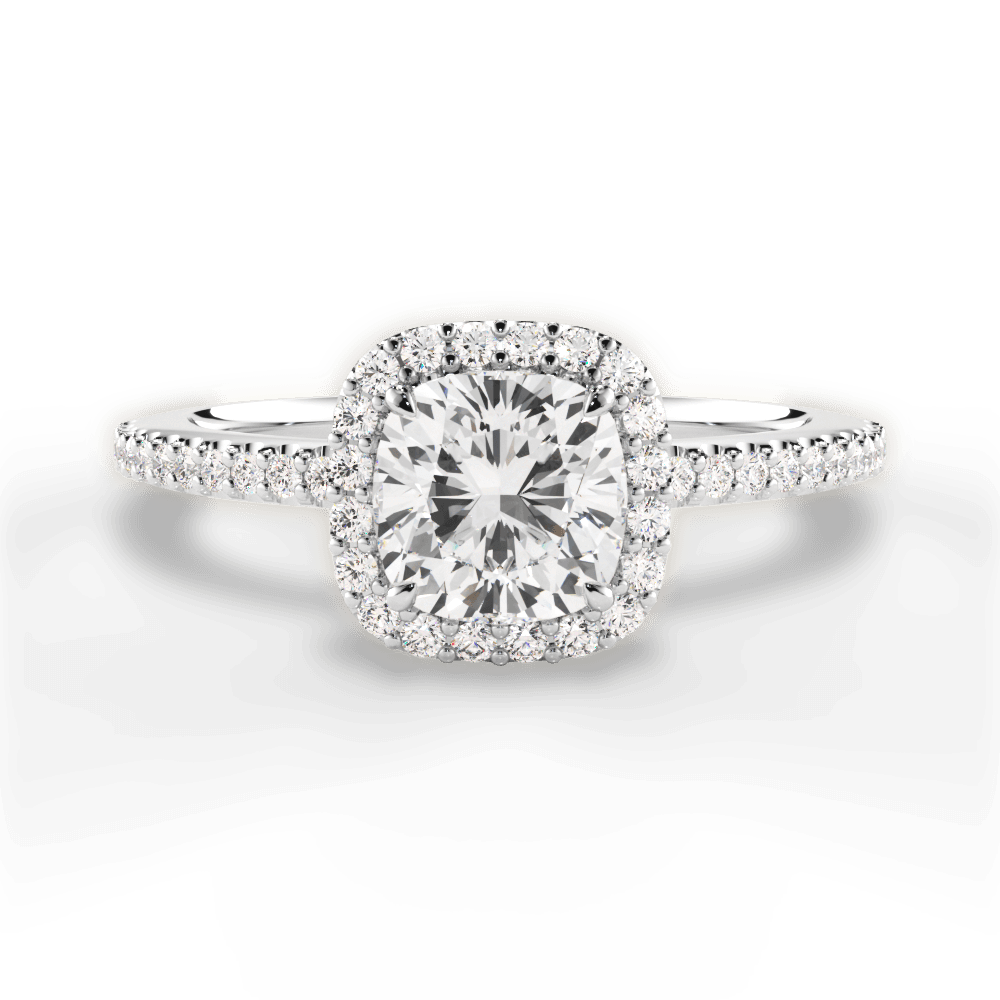 Joanne Cushion Cut Lab Grown Diamond 14Kt White Gold Engagement Ring