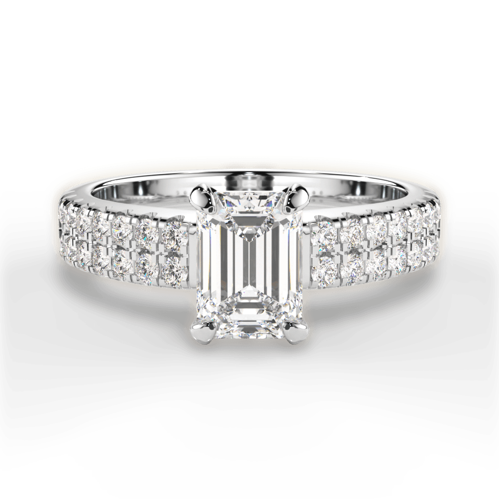 Kayla Emerald Cut Lab Grown Diamond 14Kt White Gold Engagement Ring