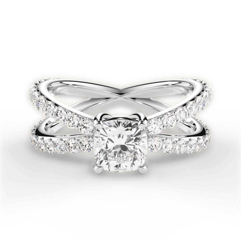 Lauren Cushion Cut Lab Grown Diamond 14Kt White Gold Engagement Ring
