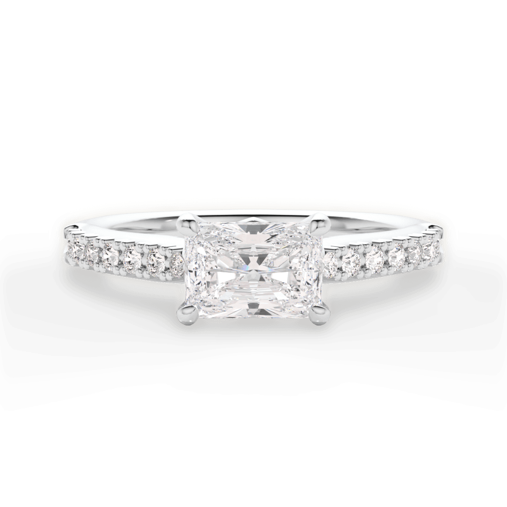 Diane Radiant Cut Lab Grown Diamond 18Kt White Gold Engagement Ring