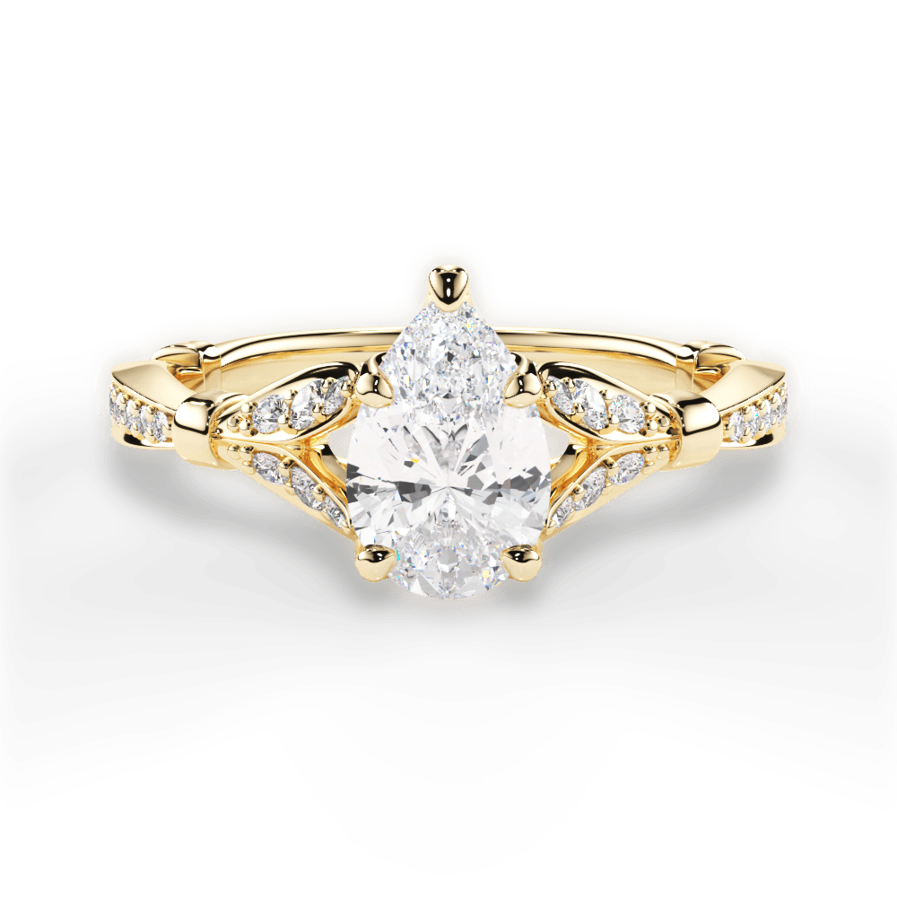 Geraldine Pear Cut Lab Grown Diamond 18Kt Yellow Gold Engagement Ring