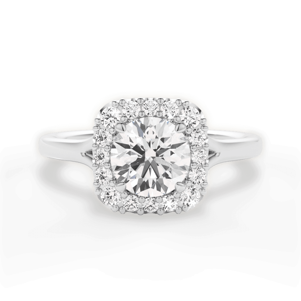 Geneva Round Cut Lab Grown Diamond 14Kt White Gold Engagement Ring
