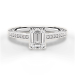 Donna Emerald Cut Lab Grown Diamond 18Kt White Gold Engagement Ring