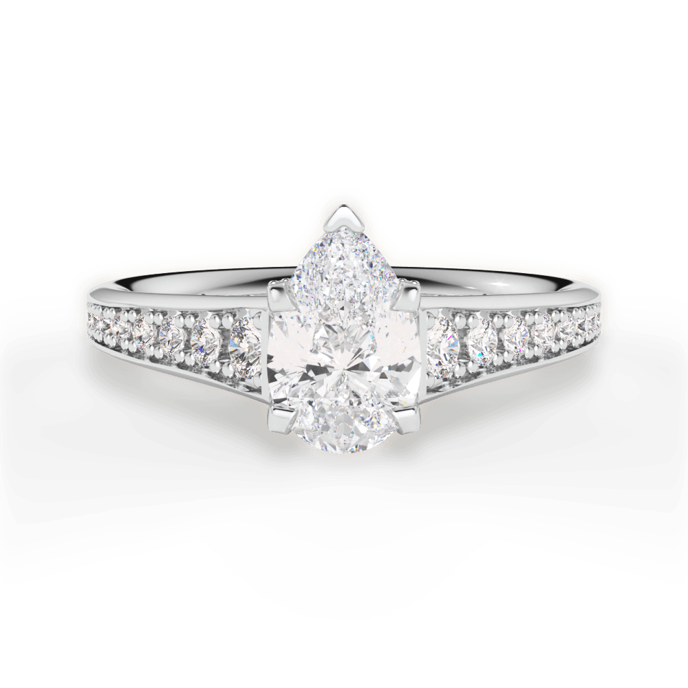 Leslie Pear Cut Lab Grown Diamond 14Kt White Gold Engagement Ring