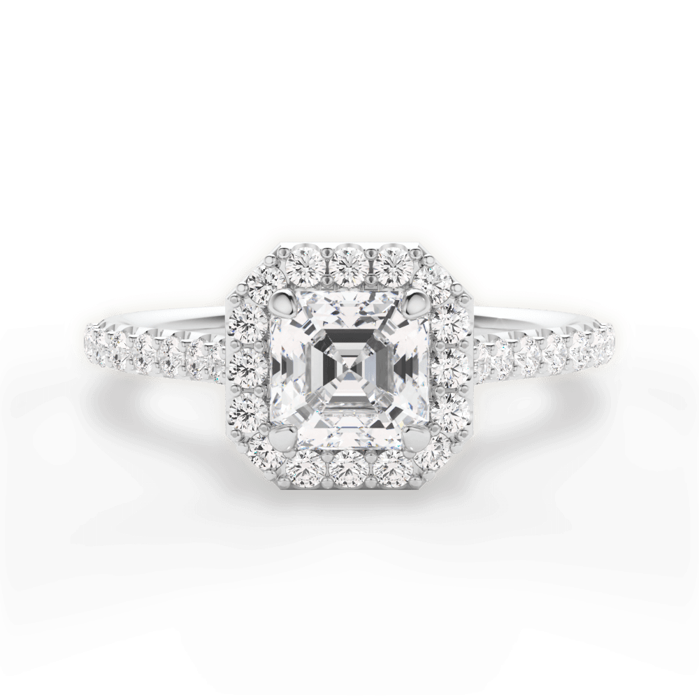 Leah Asscher Cut Lab Grown Diamond 18Kt White Gold Engagement Ring