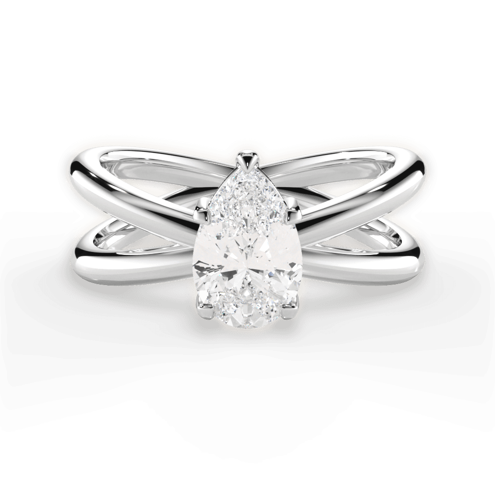 Ada Pear Cut Lab Grown Diamond 14Kt White Gold Engagement Ring