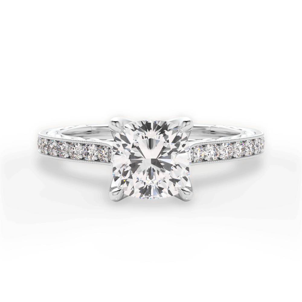 Gilda Cushion Cut Lab Grown Diamond Platinum Engagement Ring