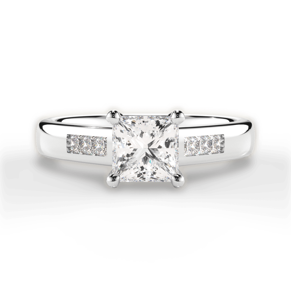 Brittany Princess Cut Lab Grown Diamond 14Kt White Gold Engagement Ring