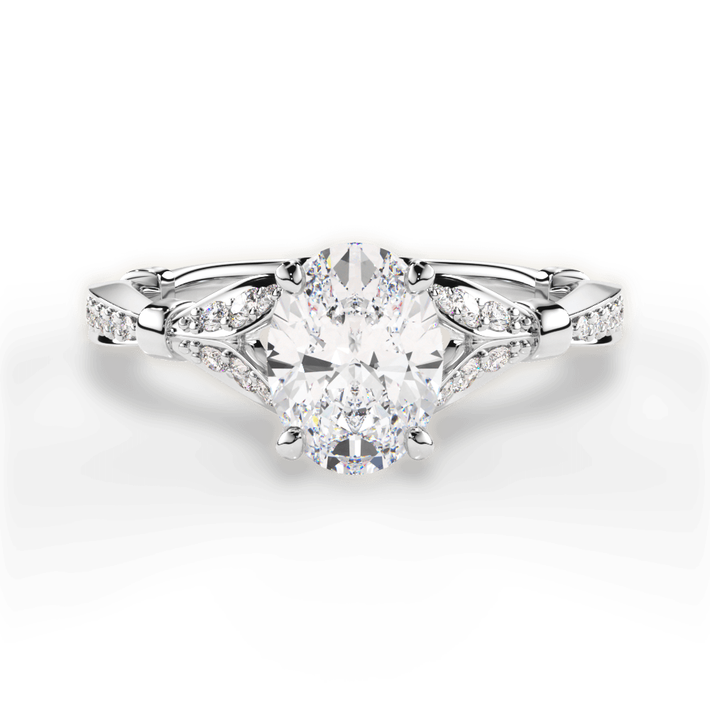 Geraldine Oval Cut Lab Grown Diamond 14Kt White Gold Engagement Ring