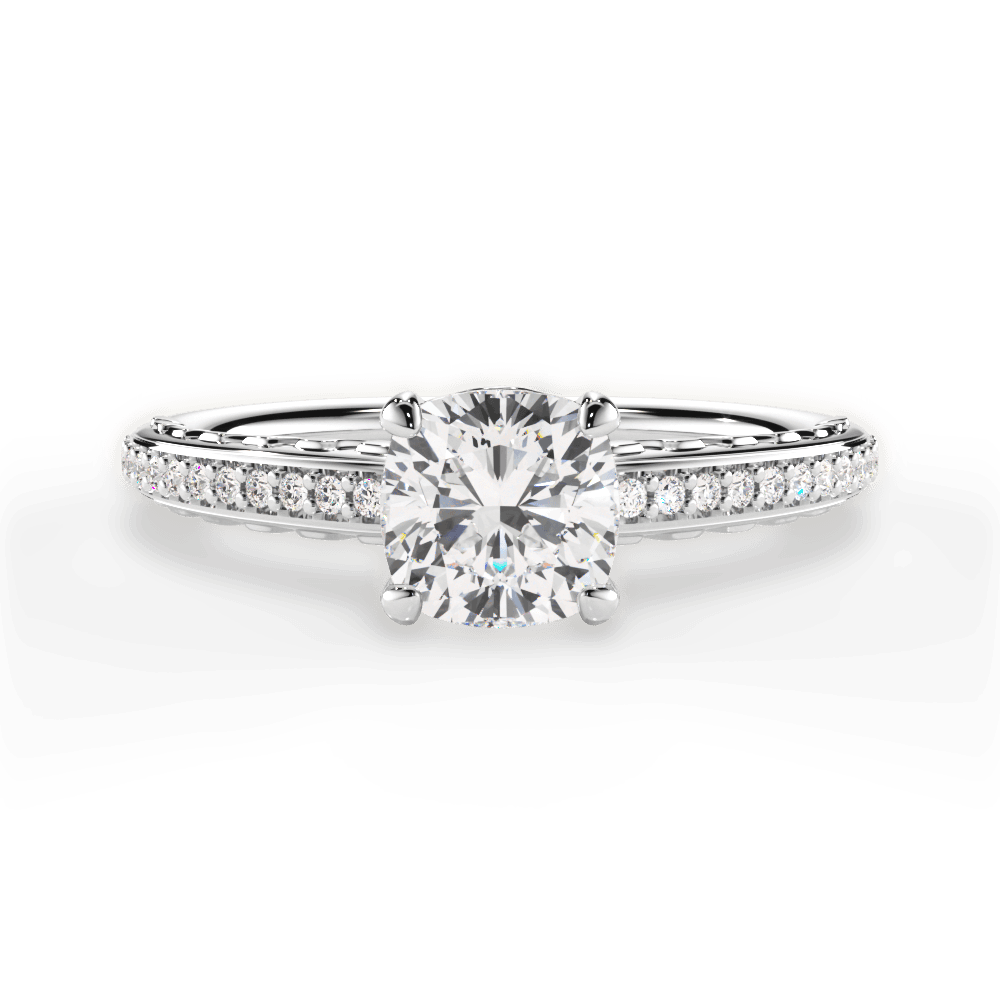 Caroline Cushion Cut Lab Grown Diamond Platinum Engagement Ring