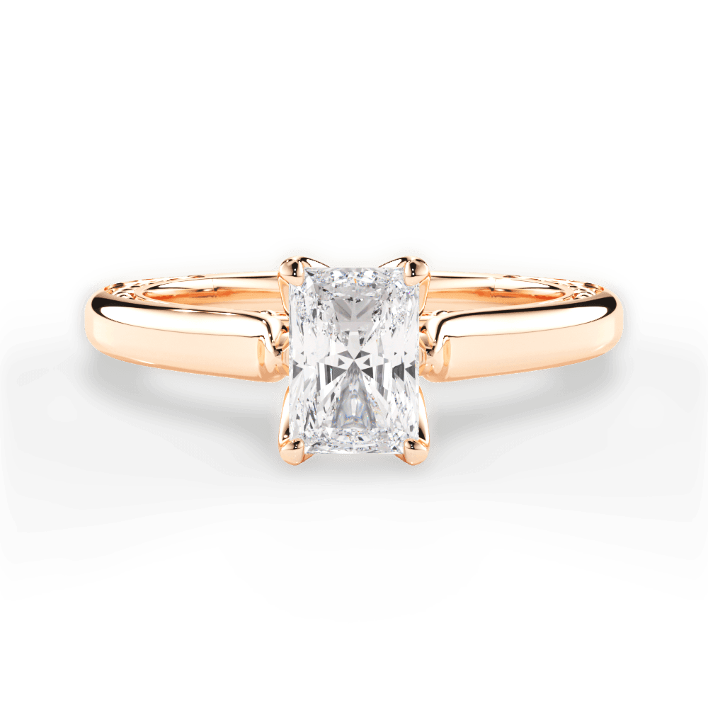 Carrie Radiant Cut Lab Grown Diamond 18Kt Rose Gold Engagement Ring