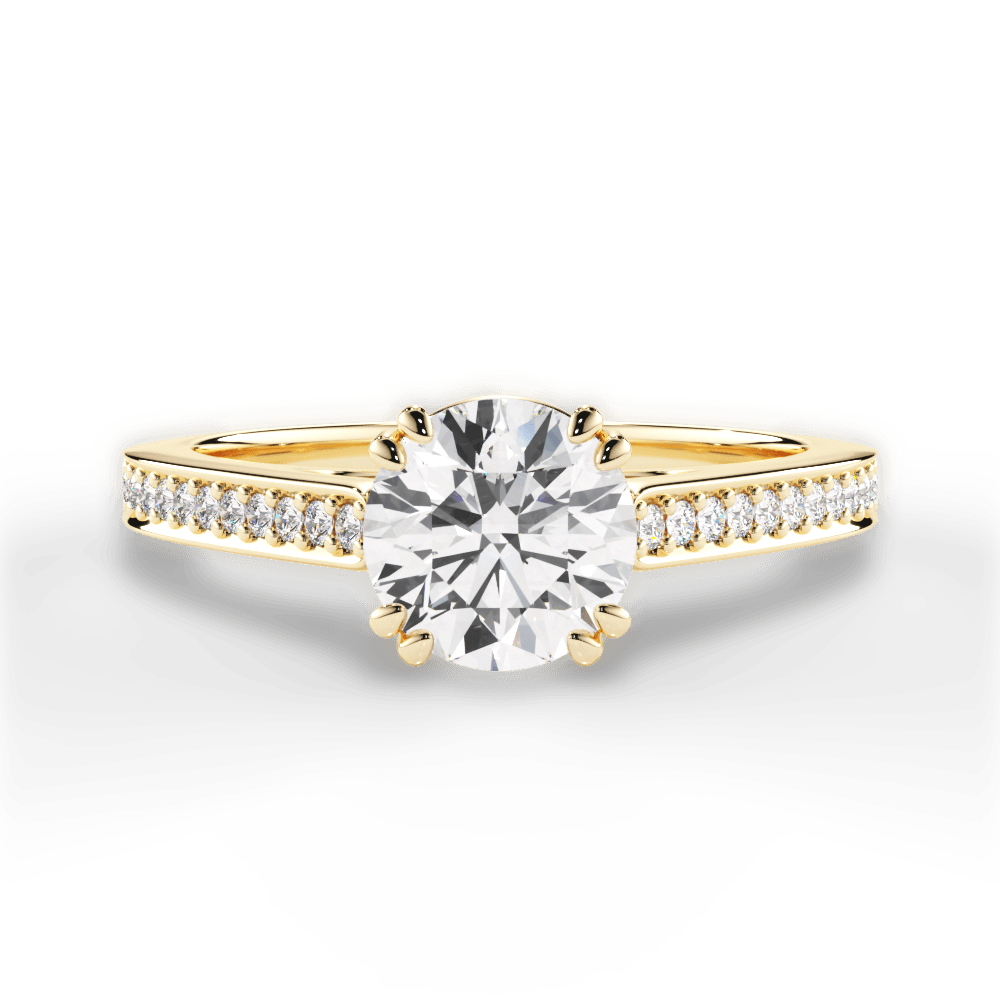 Denise Round Cut Lab Grown Diamond 18Kt Yellow Gold Engagement Ring