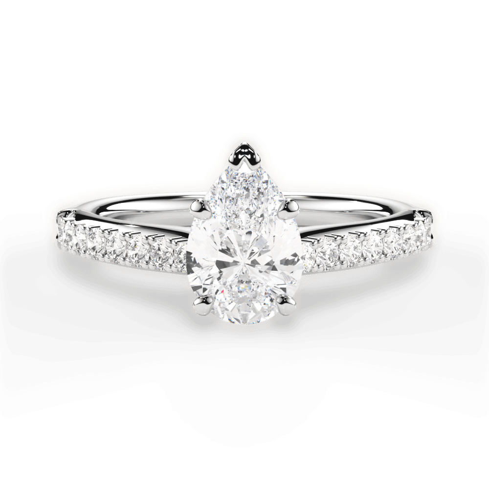 Elizabeth Pear Cut Lab Grown Diamond 14Kt White Gold Engagement Ring