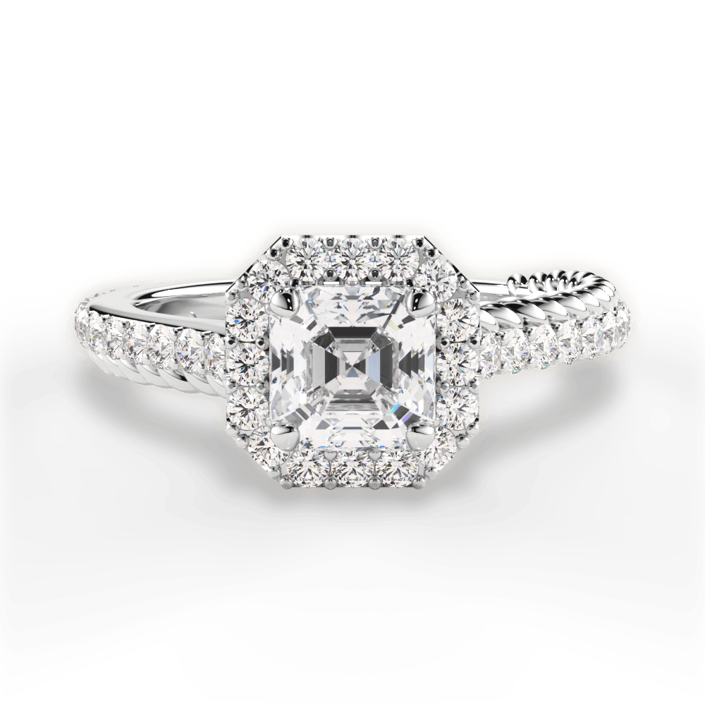 Kim Asscher Cut Lab Grown Diamond Platinum Engagement Ring