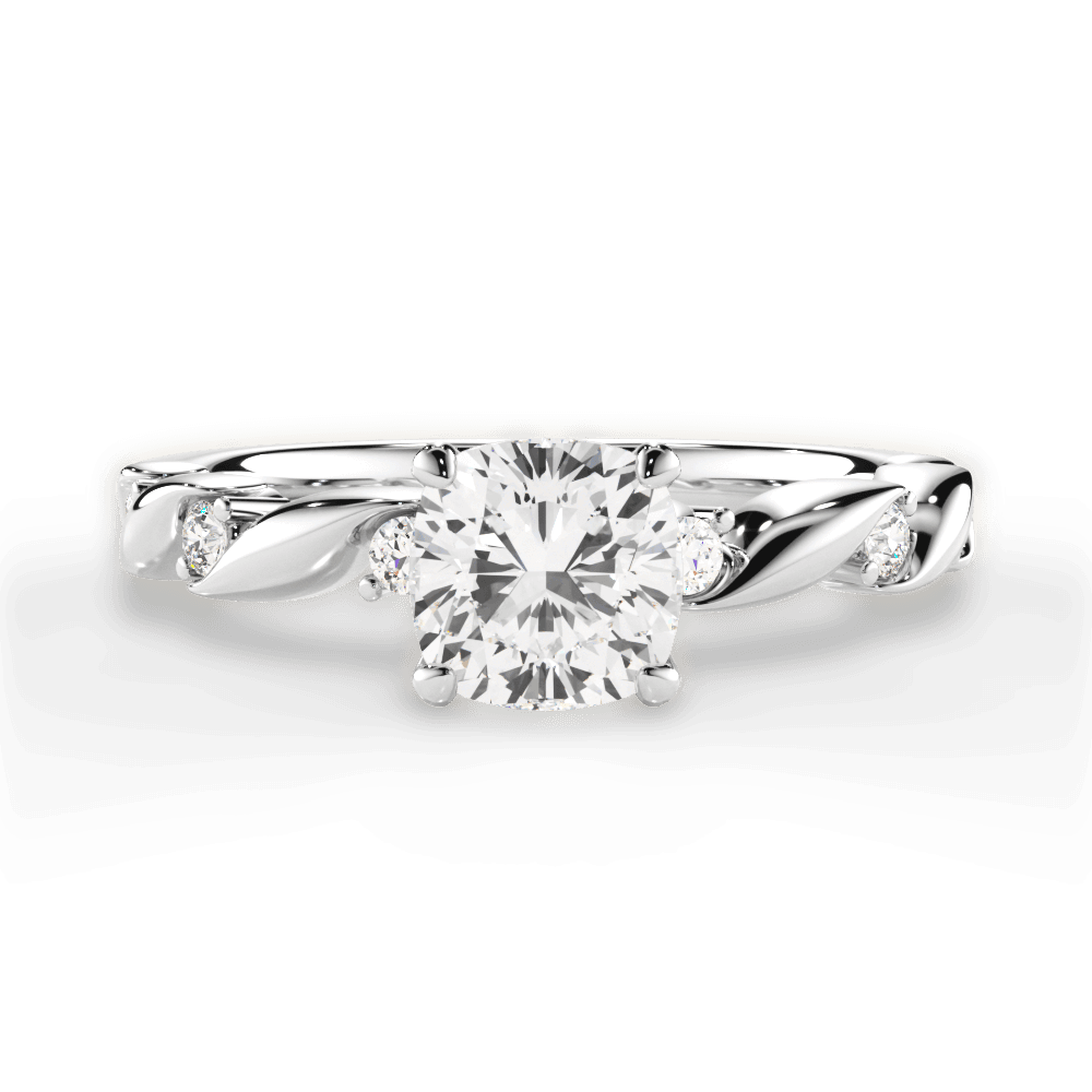 Emma Cushion Cut Lab Grown Diamond 14Kt White Gold Engagement Ring