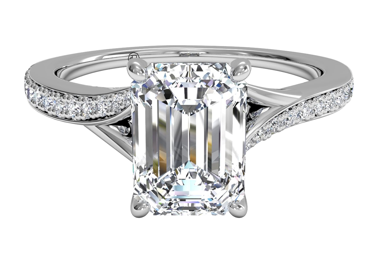 Elise Emerald Cut Lab Grown Diamond Platinum Engagement Ring