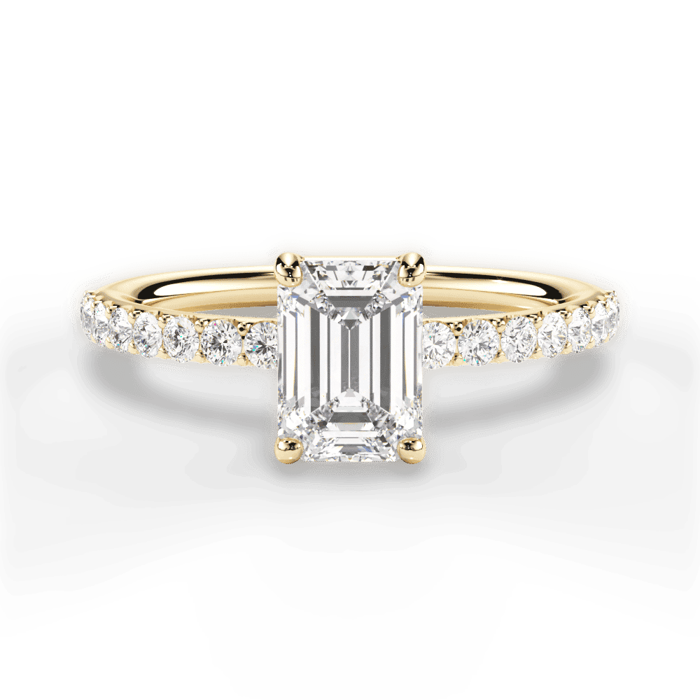 Elsie Emerald Cut Lab Grown Diamond 18Kt Yellow Gold Engagement Ring