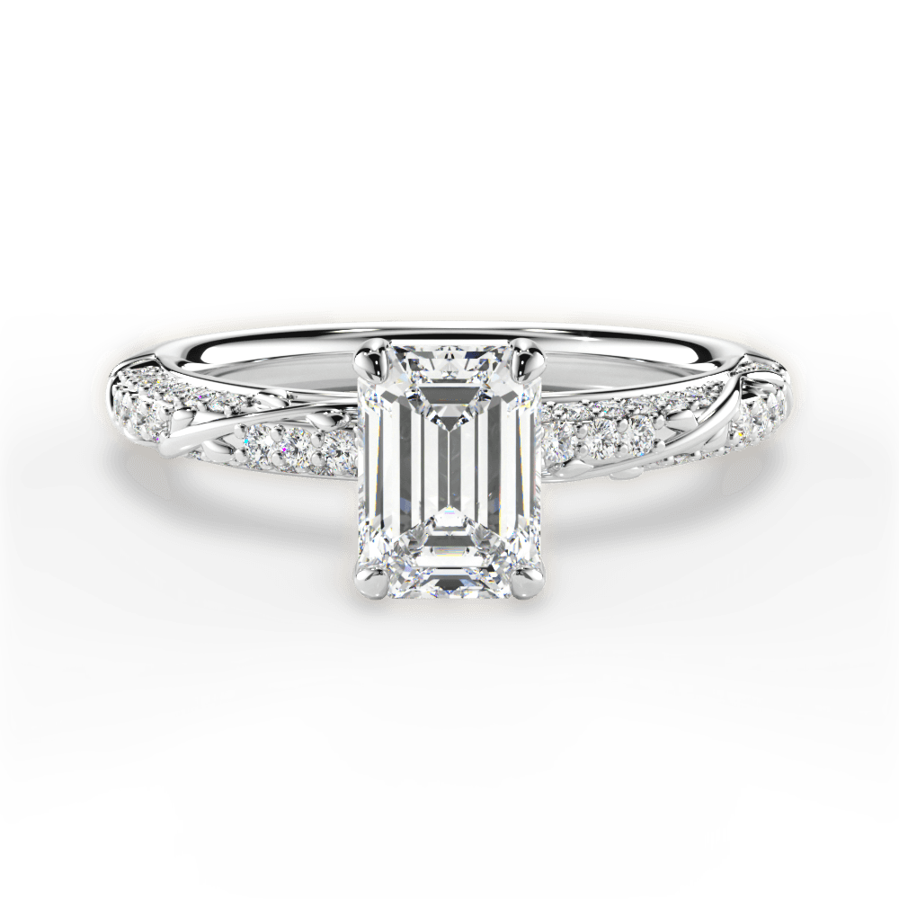 Gloria Emerald Cut Lab Grown Diamond 18Kt White Gold Engagement Ring