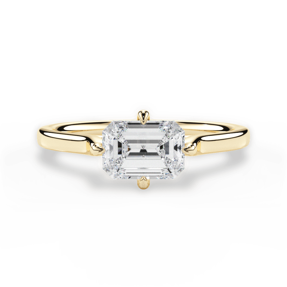 Bernadette Emerald Cut Lab Grown Diamond 18Kt Yellow Gold Engagement Ring