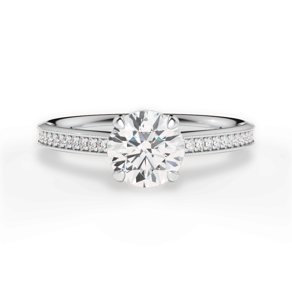Janet Round Cut Lab Grown Diamond 14Kt White Gold Engagement Ring