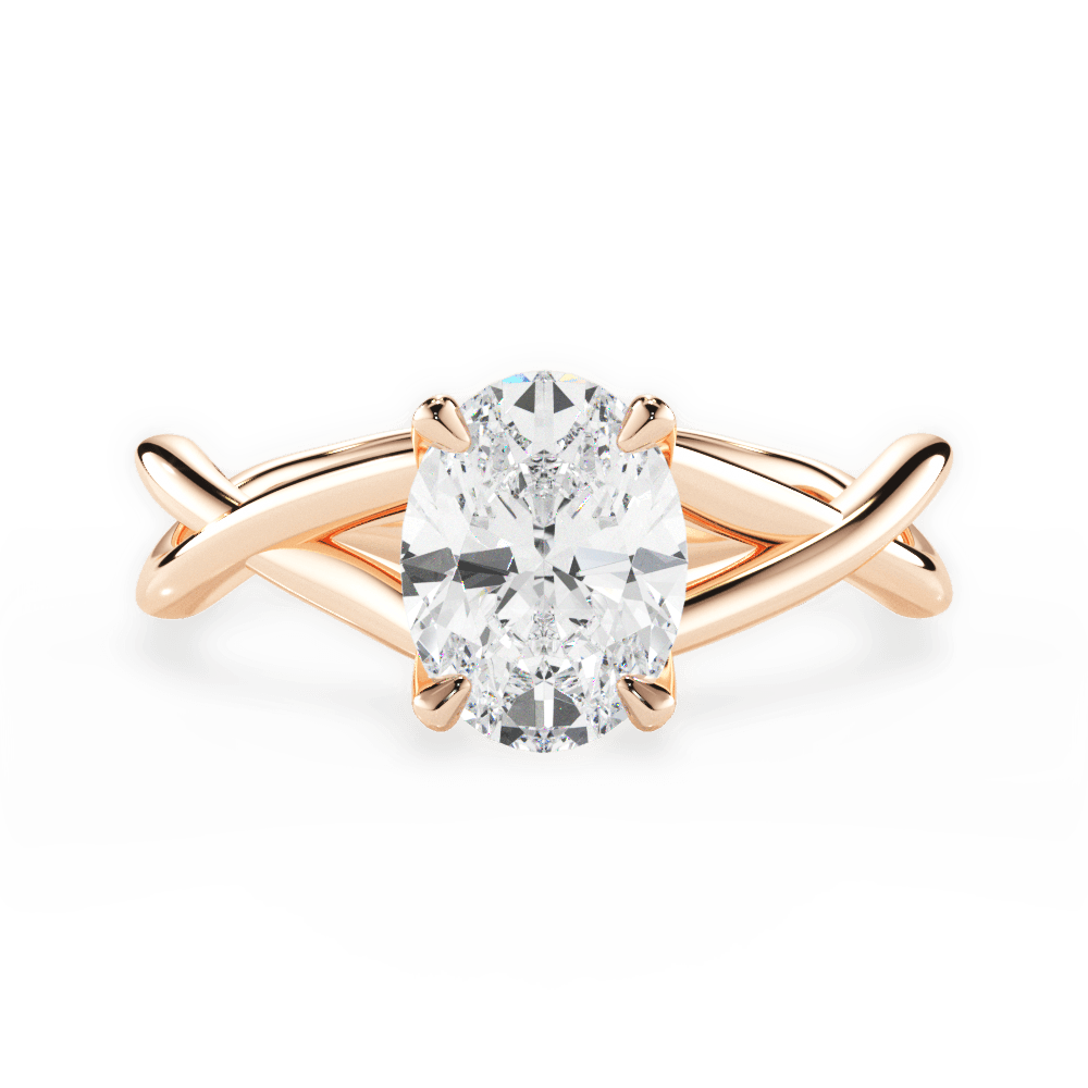 Aubrey Oval Cut Lab Grown Diamond 18Kt Rose Gold Engagement Ring