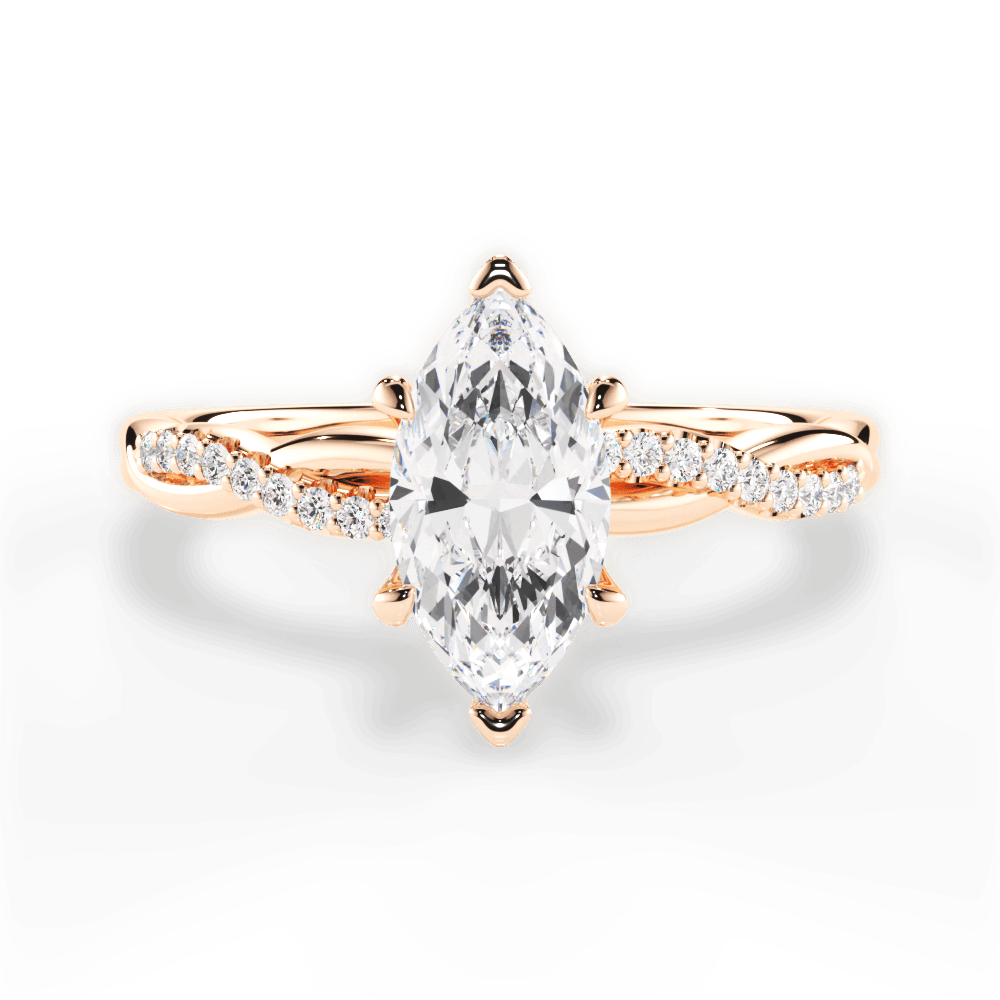 Charlotte Marquise Cut Lab Grown Diamond 18Kt Rose Gold Engagement Ring