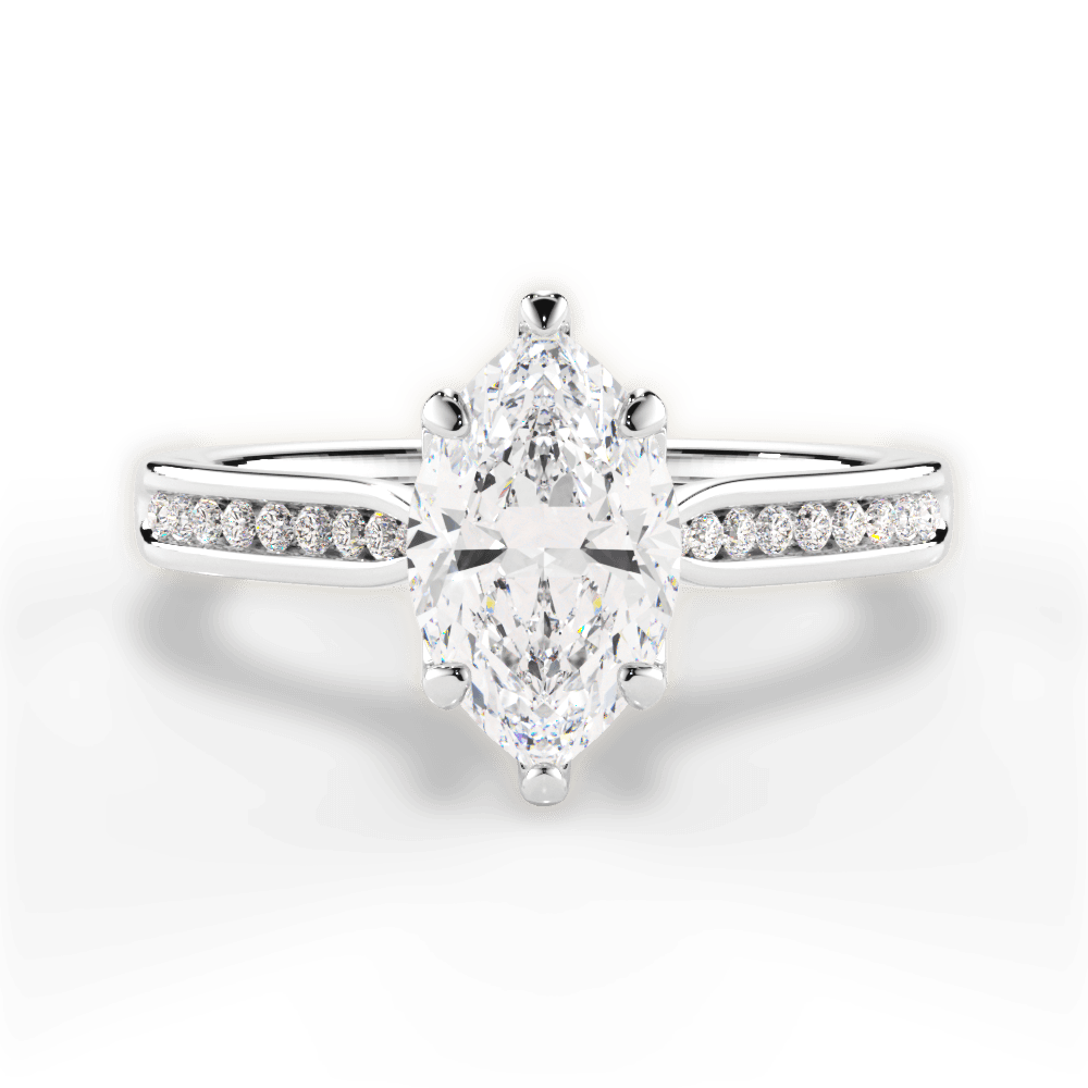Elena Marquise Cut Lab Grown Diamond 18Kt White Gold Engagement Ring