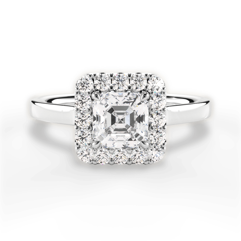 Fiona Asscher Cut Lab Grown Diamond Platinum Engagement Ring