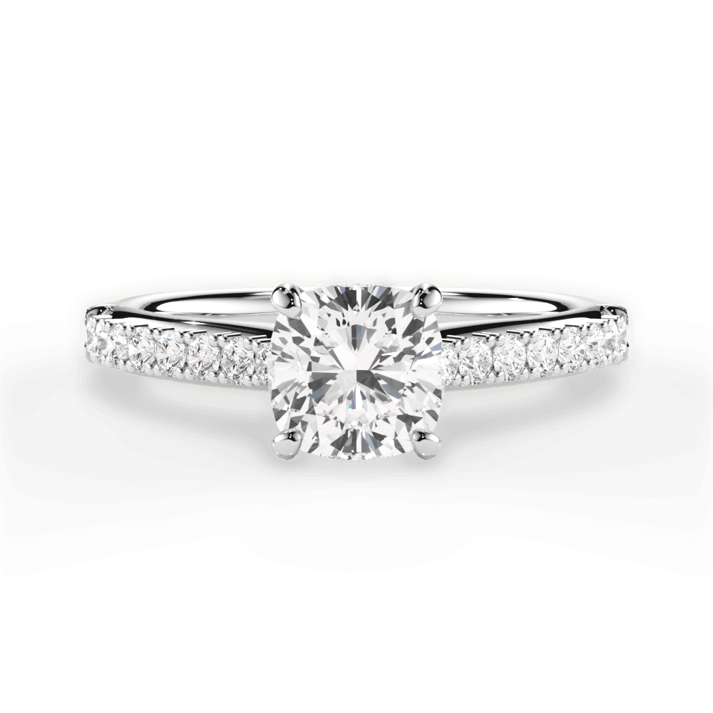 Elizabeth Cushion Cut Lab Grown Diamond 18Kt White Gold Engagement Ring