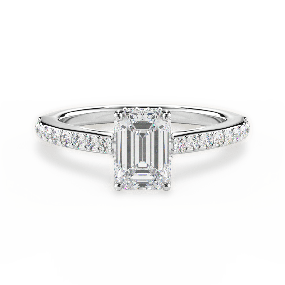 Joan Emerald Cut Lab Grown Diamond Platinum Engagement Ring