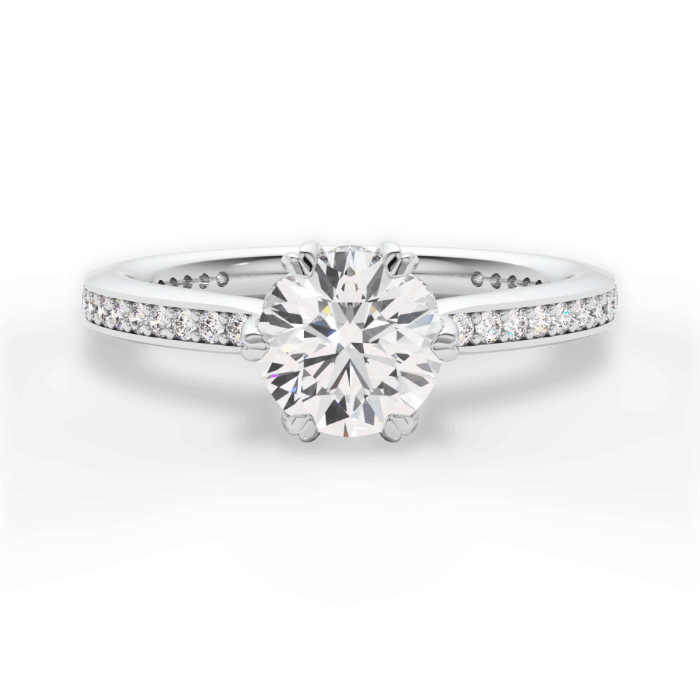 Louise Round Cut Lab Grown Diamond 18Kt White Gold Engagement Ring