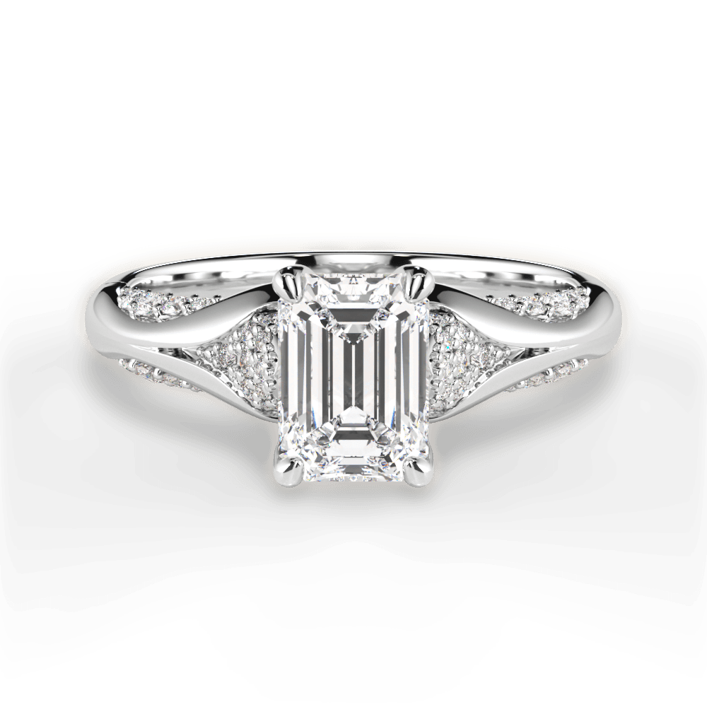 Isabel Emerald Cut Lab Grown Diamond 14Kt White Gold Engagement Ring