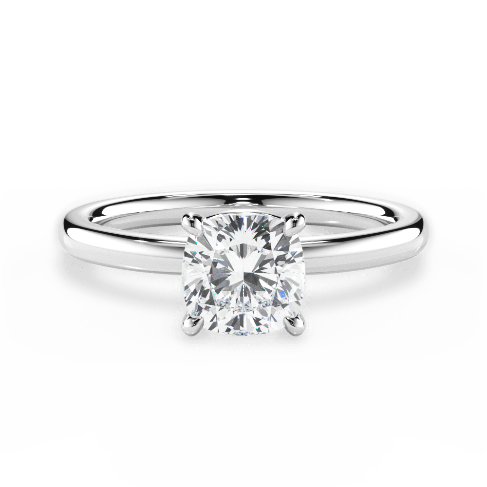 Angela Cushion Cut Lab Grown Diamond 18Kt White Gold Engagement Ring