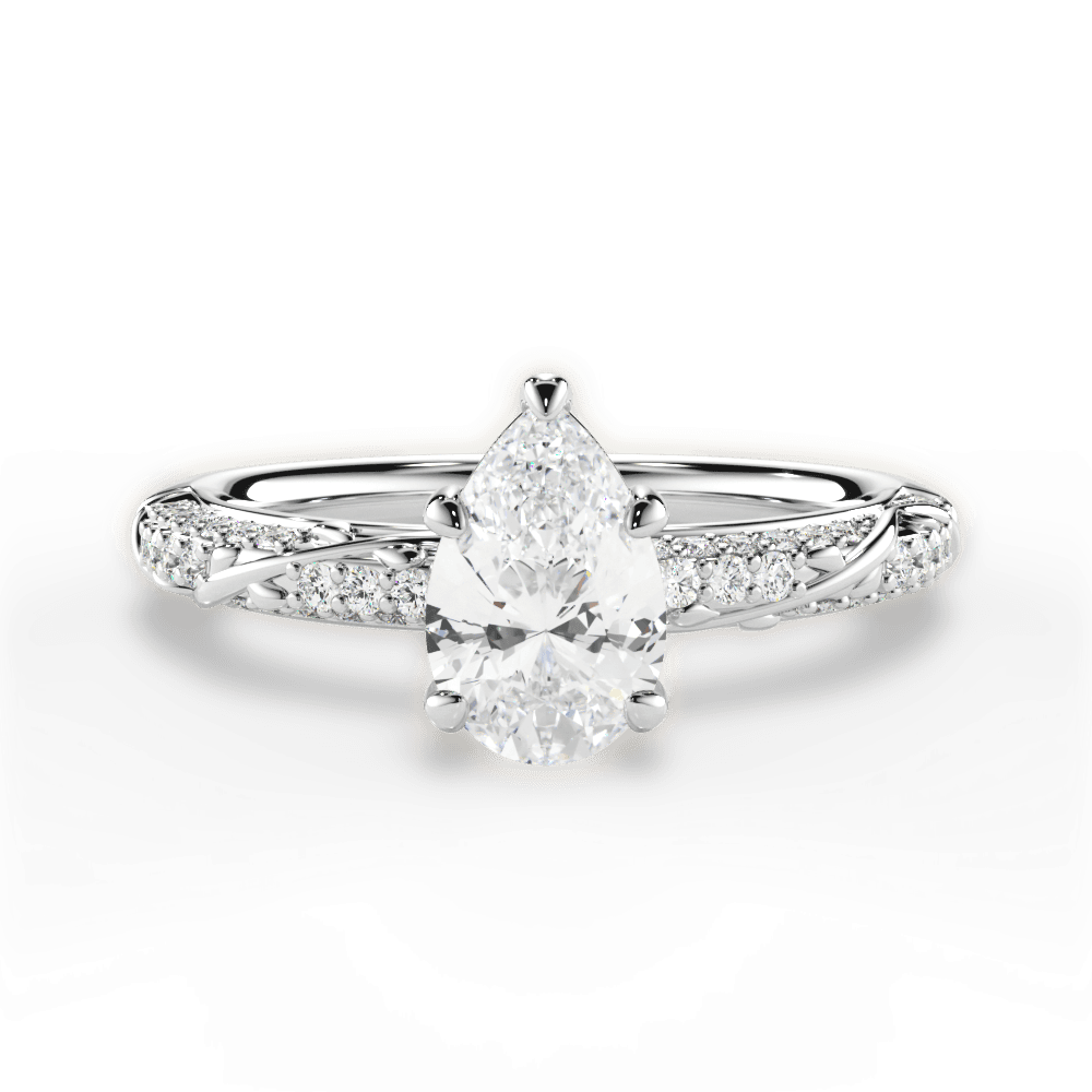 Gloria Pear Cut Lab Grown Diamond Platinum Engagement Ring