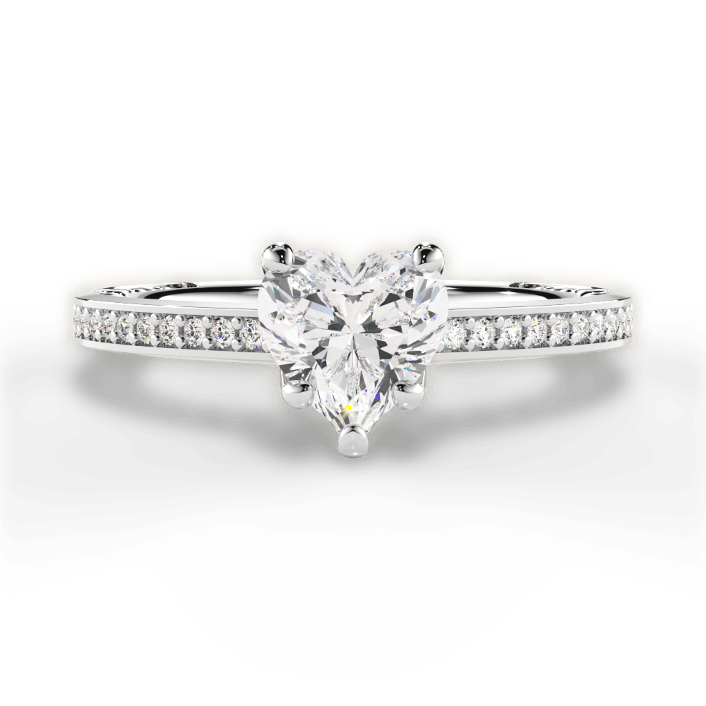 Donna Heart Cut Lab Grown Diamond 18Kt White Gold Engagement Ring