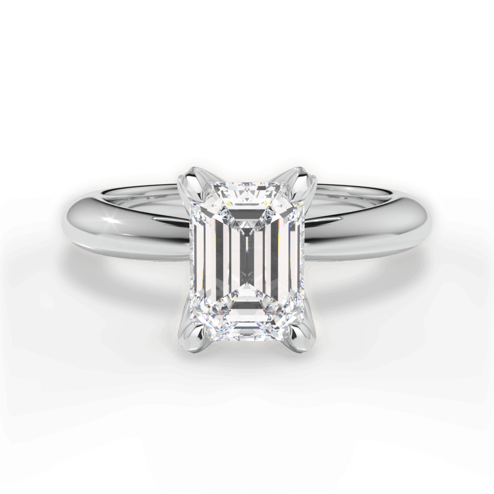 Elaine Emerald Cut Lab Grown Diamond 14Kt White Gold Engagement Ring