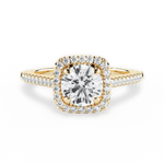 Jeanne Round Cut Lab Grown Diamond 18Kt Yellow Gold Engagement Ring