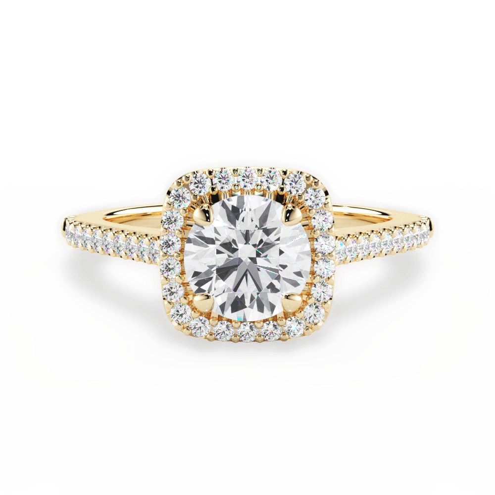 Jeanne Round Cut Lab Grown Diamond 18Kt Yellow Gold Engagement Ring