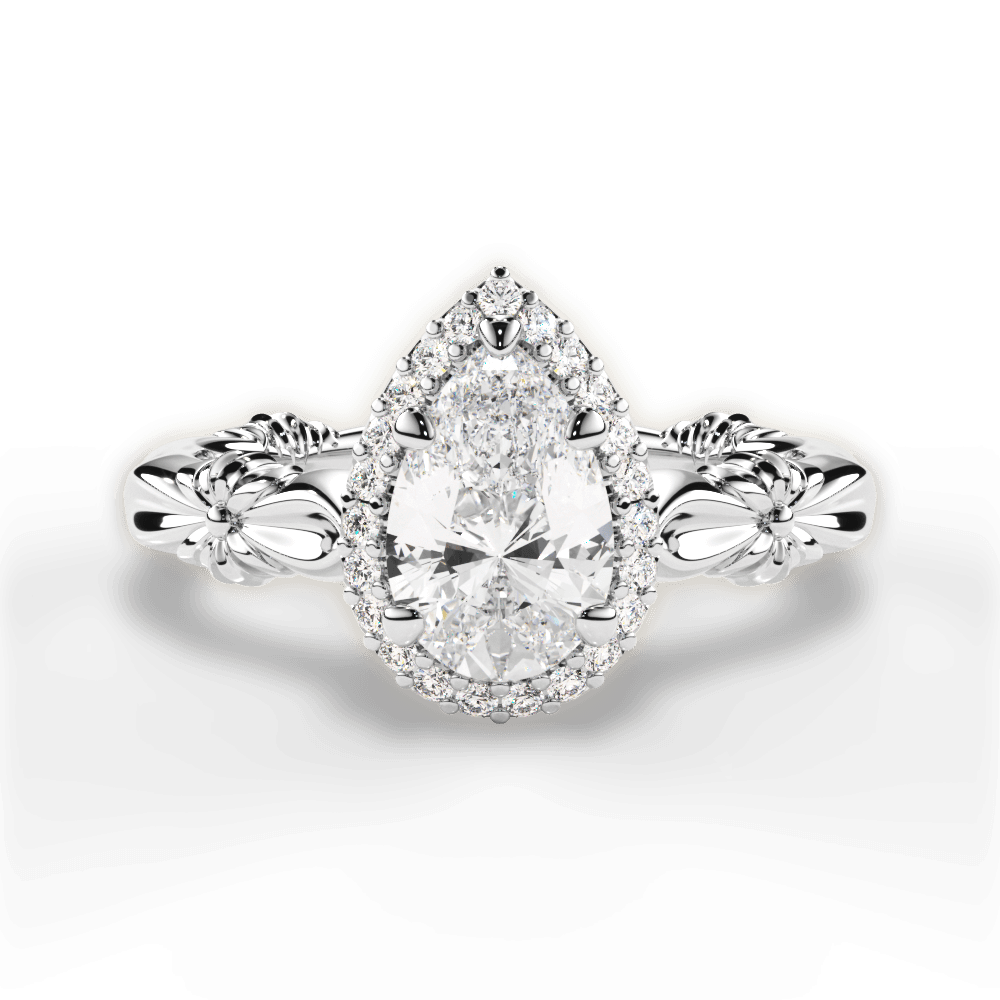 Erica Pear Cut Lab Grown Diamond 18Kt White Gold Engagement Ring