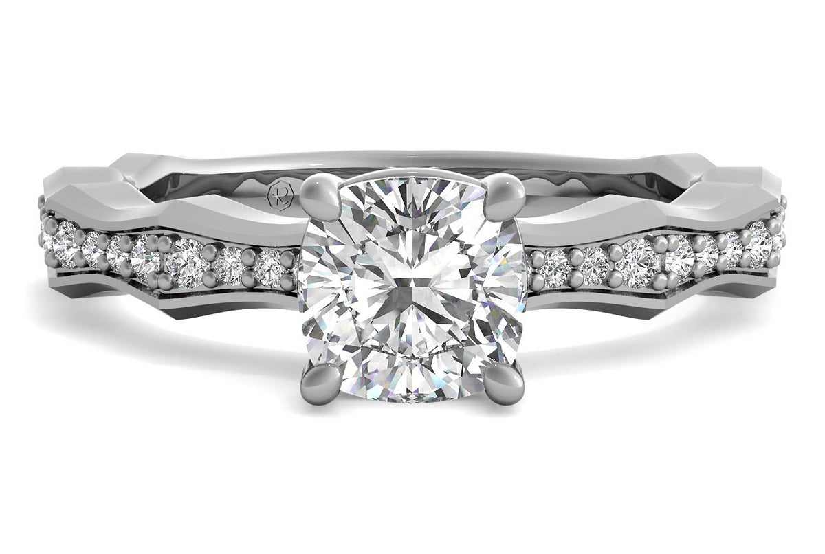 Wendy cushion lab diamond engagement ring in 18k white gold