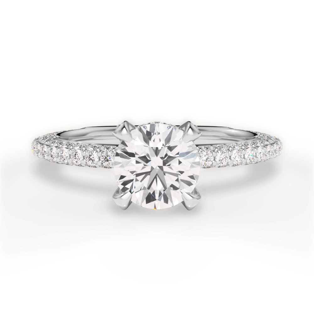 Madeline Round Cut Lab Grown Diamond 18Kt White Gold Engagement Ring