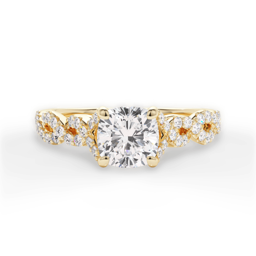 Justine Cushion Cut Lab Grown Diamond 18Kt Yellow Gold Engagement Ring