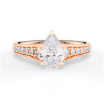 Leslie Pear Cut Lab Grown Diamond 18Kt Rose Gold Engagement Ring